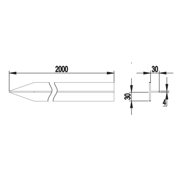 Вертикальний Т-подібний заземлювач DKC NE1105 30х30х30х4мм завдовжки 2м із сталі гарячого цинкування - фото №1