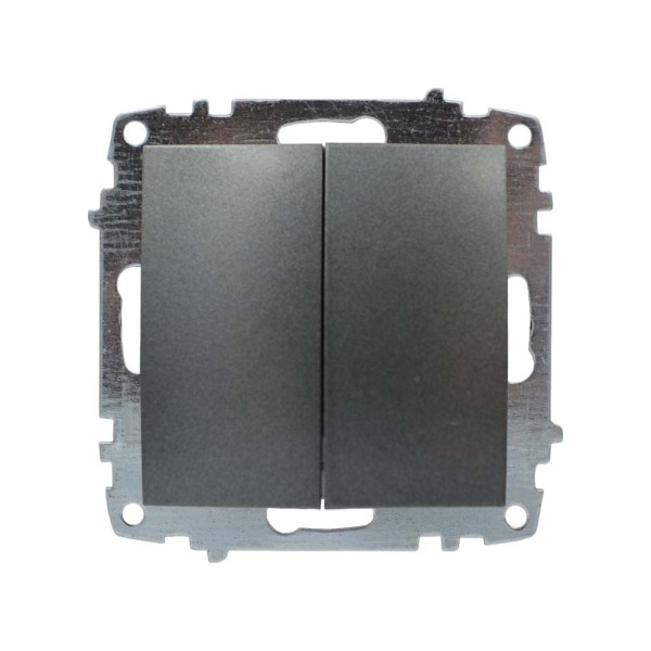 Выключатель ELBI ZENA Silverline черный металлик 2кл без рамки ( 609-011100-202 )