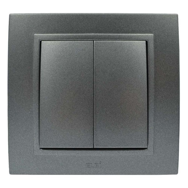 Выключатель ELBI ZENA Silverline черный металлик 2кл без рамки ( 609-011100-202 ) - фото №1