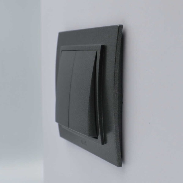 Выключатель ELBI ZENA Silverline черный металлик 2кл без рамки ( 609-011100-202 ) - фото №2