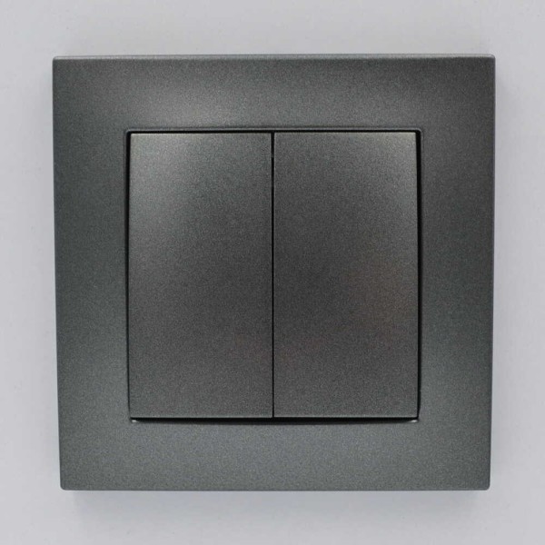 Выключатель ELBI ZENA Silverline черный металлик 2кл без рамки ( 609-011100-202 ) - фото №3
