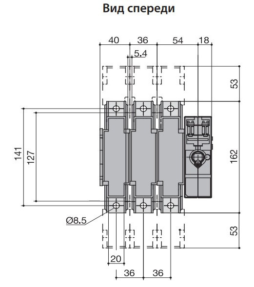 Разъединитель нагрузки ETI 004661801 под предохранители FLBS 160 3P («1-0» NH00 160A) - фото №4