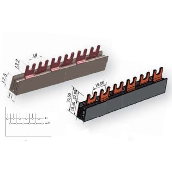 Шина живлення ETI 2921066 IZ 16/2F/12 (для EFI) (0,21м) - фото №1