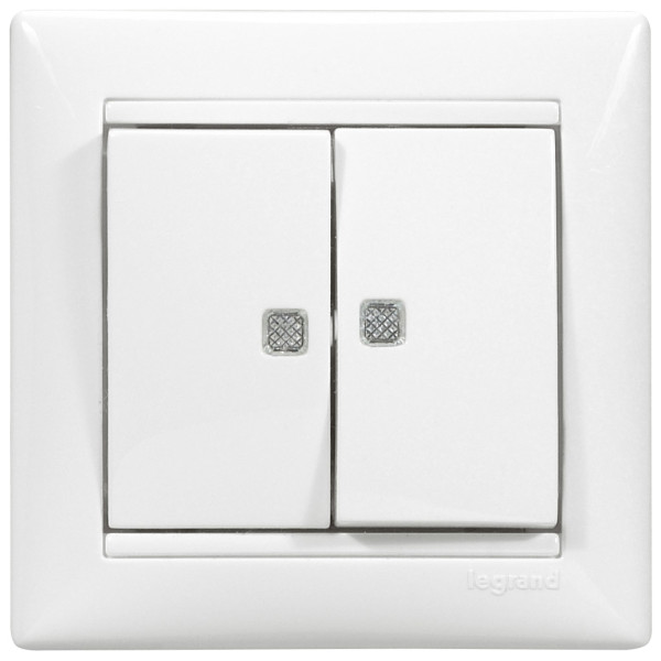 Механизм 2-кл. выключателя Valena с двумя индикаторами белый - фото №1