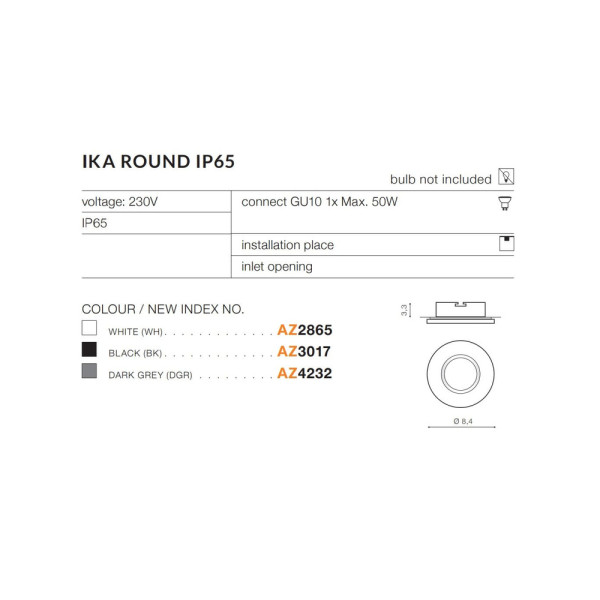 Точечный светильник AZzardo AZ4232 Ika Round Ip65 Dgr - фото №2