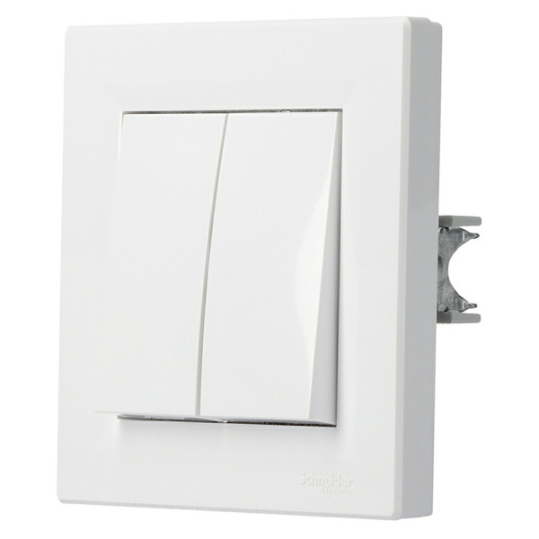 Вимикач 2-кл. білий Asforа, EPH0300121 - фото №1