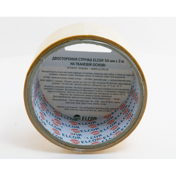 Двостороння стрічка Elcor 40206774 TEFB5003 на тканинній основі 50мм (3м) - фото №2