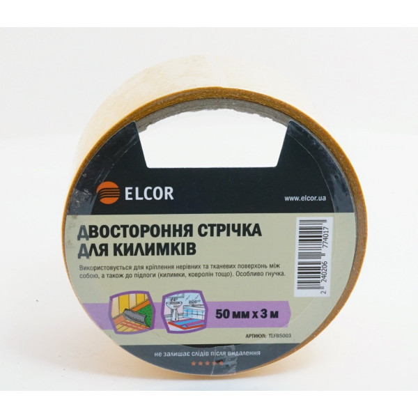 Двостороння стрічка Elcor 40206774 TEFB5003 на тканинній основі 50мм (3м) - фото №3