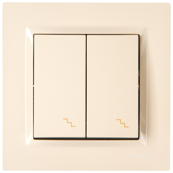 Вимикач прохідний двоклавішний Simon 10 кремовий - фото №1