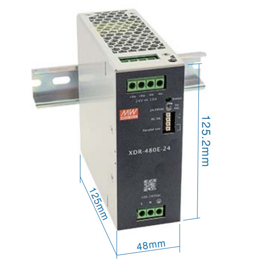 Блок питания Mean Well на DIN-рейку 480W DC24V 20A (XDR-480E-24) - фото №1