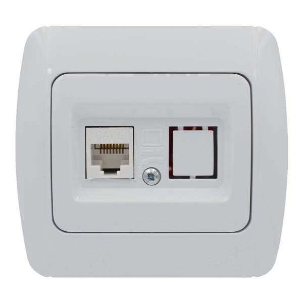 Розетка ELBI ZIRVE Fixline белая компьютерная 1-я CAT6 ( 501-000201-247 )