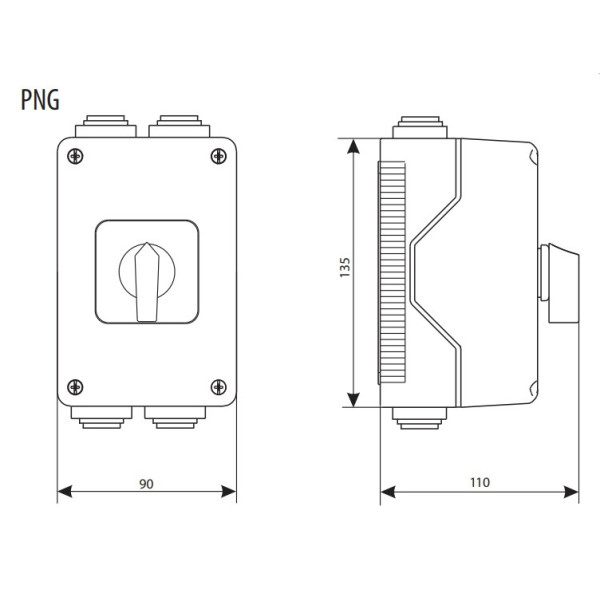 Кулачковий перемикач у корпусі ETI 004773166 CS 32 10 PNG (3p «0-1» IP65 32A) - фото №4