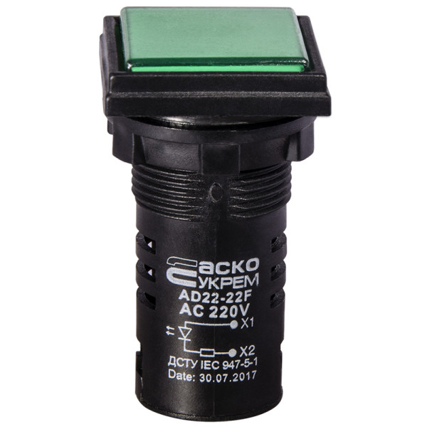 Сигнальна арматура Аско-Укрем AD22-22F 220В АС зелена (A0140030156) - фото №1