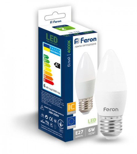 Світлодіодна лампа Feron 5037 LB-737 6Вт 4000К C37 Е27 - фото №1