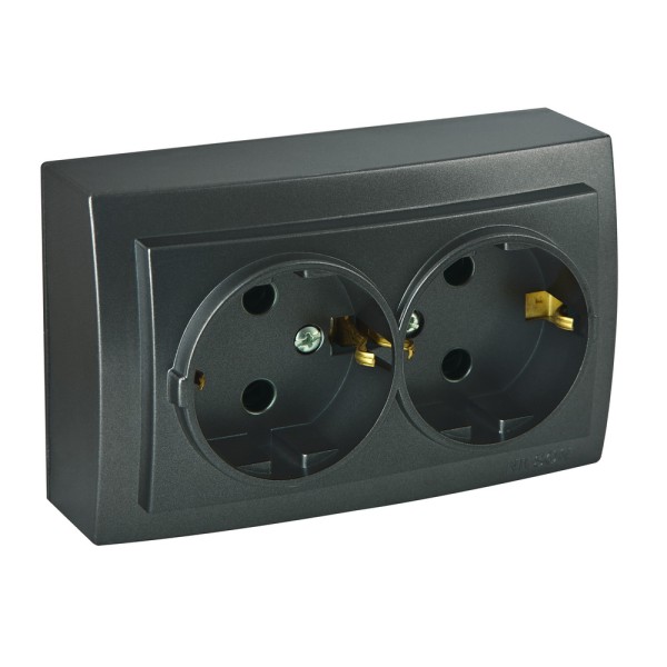 Розетка Nilson Themis антрацит 2-на з заземленням ( 26161025 )