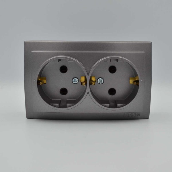 Розетка Nilson Themis антрацит 2-на з заземленням ( 26161025 ) - фото №1