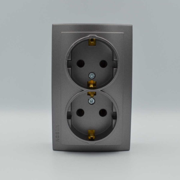 Розетка Nilson Themis антрацит 2-на з заземленням ( 26161025 ) - фото №4