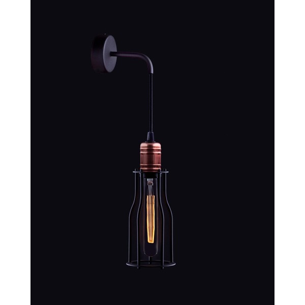 Бра, настінний світильник Nowodvorski 6605 Workshop E27 1x25W IP20 чорний - фото №1