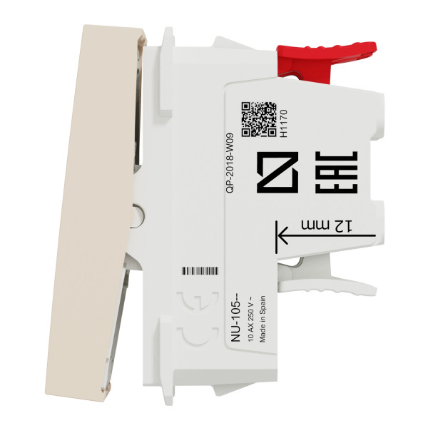 Перехресний вимикач Schneider Electric Unica New NU310544 1-клавішний 10А 1м бежевий - фото №4