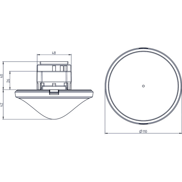 Датчик присутності Theben thePrema P360-101 E UP GR 230В АС 10с-60хв 360° IP40 (сірий) з двома режимами зміни освітленості - фото №3