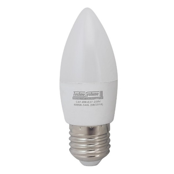 Світлодіодна лампа TNSy LED Bulb-C37-6W-E27-220V-4000K-540L ICCD (TNSy5000038)