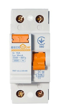 Пристрій захисного відключення ECOHOME 1Р+N 16A/30мА - фото №1
