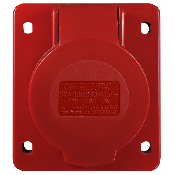 Силовой разъем Аско-Укрем ГВ 3Р+РЕ 32А/4 (424) (A0080030005) - фото №2