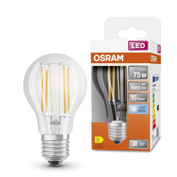 Лампа светодиодная Osram LED CL A75 7,5Вт/840 FIL E27 10х1 - фото №2