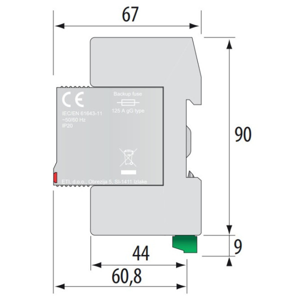 Ограничитель перенапряжения ETI 002442988 ETITEC V T2 690/20 3+0 RC - фото №3