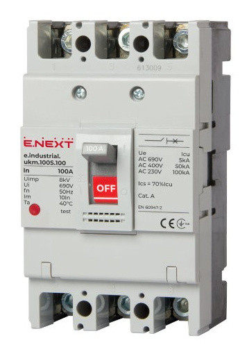 Силовой автоматический выключатель E.Next e.industrial.ukm.100S.100 3р 100А (i0010006)