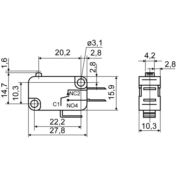 Конечный мини-выключатель Аско-Укрем V-15-1C25 (A0050040025) - фото №4