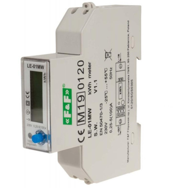 Одномодульний лічильник електроенергії F&F LE-01MW 230В 100А - фото №2