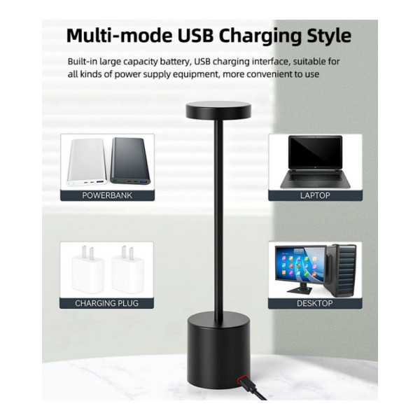 Настільна лампа з акумулятором Kloodi DECO TA-5V UNO CCT BK Led 1x5W 2700K-6500K IP20 - фото №1