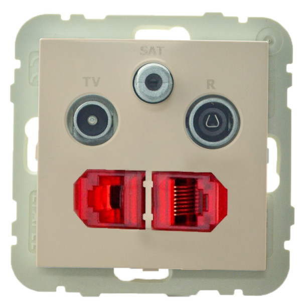 Розетка Logus 21546 TPE R-TV-SAT-2xRJ45 (Cat.6) (жемчуг)