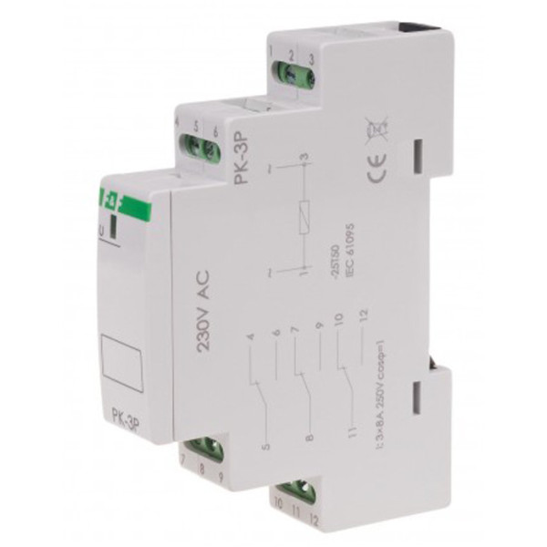 Допоміжне реле F&F PK-3P-230V 230В 3х8 А - фото №1