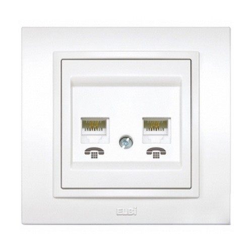Розетка ELBI ZENA белая телефонная 2-я с рамкой ( 500-010200-222 )