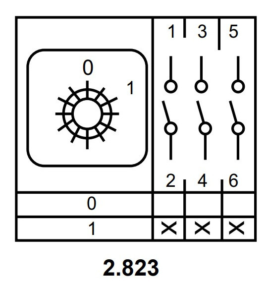 Пакетний перемикач Аско-Укрем ПКП Е9 2.823 A0110010003 (1-0 3 полюси) - фото №5