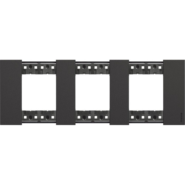 Рамка німецького стандарту на 3 поста (2+2+2 модулі) Bticino Living Now KA4802M3KG чорна