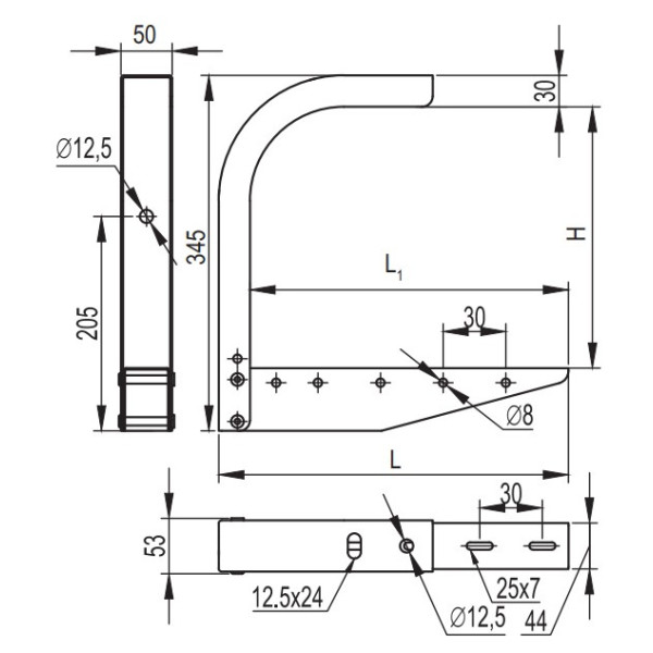 Скоба DKC BBA2030 CS на лоток з основою 300 - фото №1