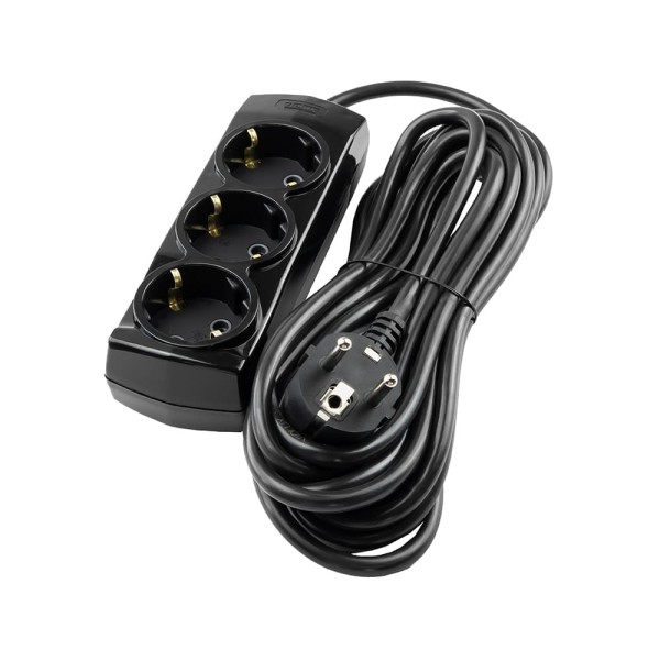 Подовжувач Violux 3р 5м з заземленням чорний ( 920452 )