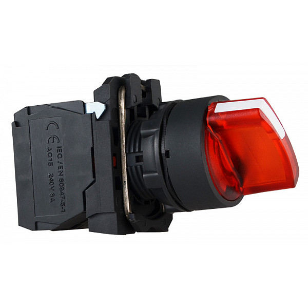 Переключатель Аско-Укрем TB5-AK124M5 (0-I) с подсветкой красный (A0140010166) - фото №2