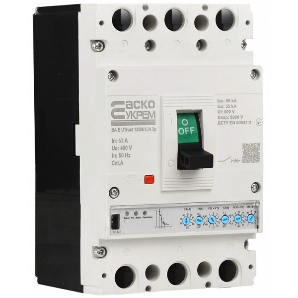 Силовой автоматический выключатель Аско-Укрем UTrust 125M/63А 3P (A0010260002)