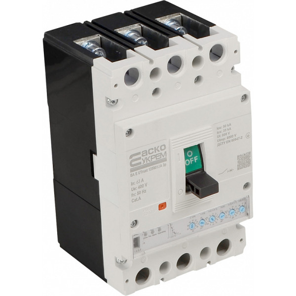 Силовой автоматический выключатель Аско-Укрем UTrust 125M/63А 3P (A0010260002) - фото №1