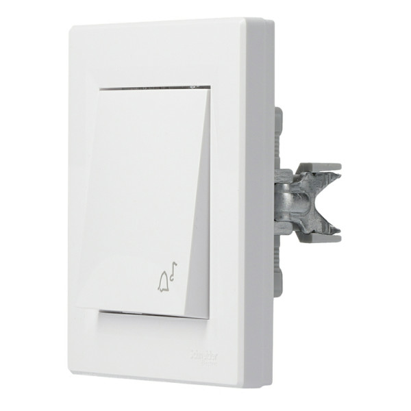 Выключатель кнопочный «Звонок» белый Asfora, EPH0800121 - фото №1