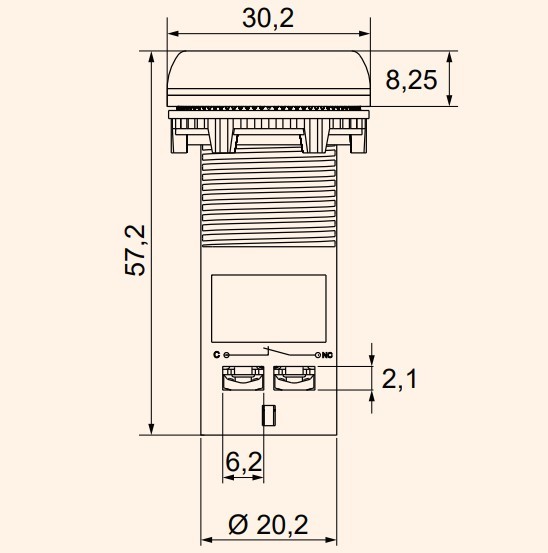 Моноблочна втоплена кнопка ETI 004771454 ECF-10-B (1NO синя) - фото №1