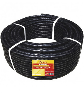 Изолированный металлорукав Sokol Ø22 черный с протяжкой 25м (2.2.3.68682)