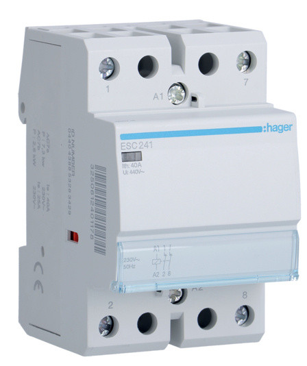 Контактор 40A ESC241 (2НЗ, 230В) 3м Hager
