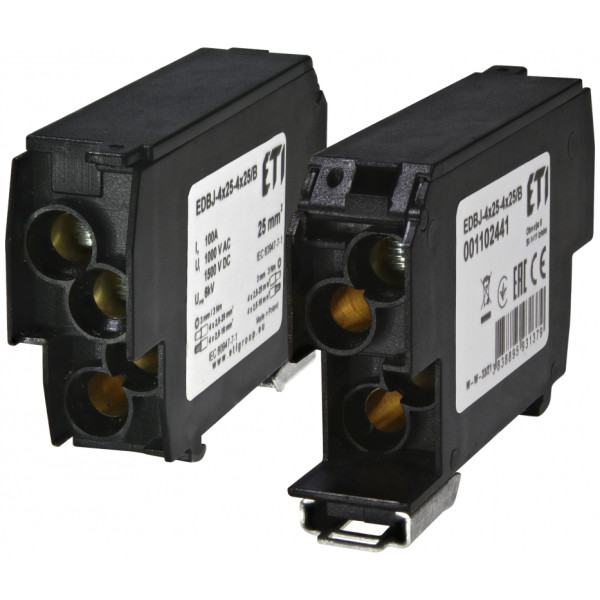 Распределительный блок ETI EDBJ-4x25-4x25/B 100A 1000V AC/1500В DC черный (1102441)