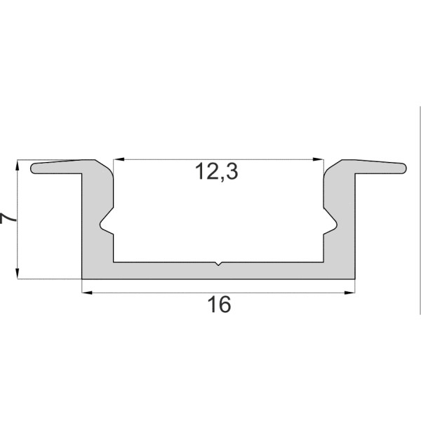 LED-профіль врізний анодований економ, 2 метра (ЛПВ7е_1) - фото №2
