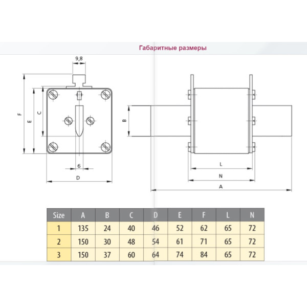 Запобіжник ETI 004724230 M2/350A/690V-gS (100kA) - фото №3